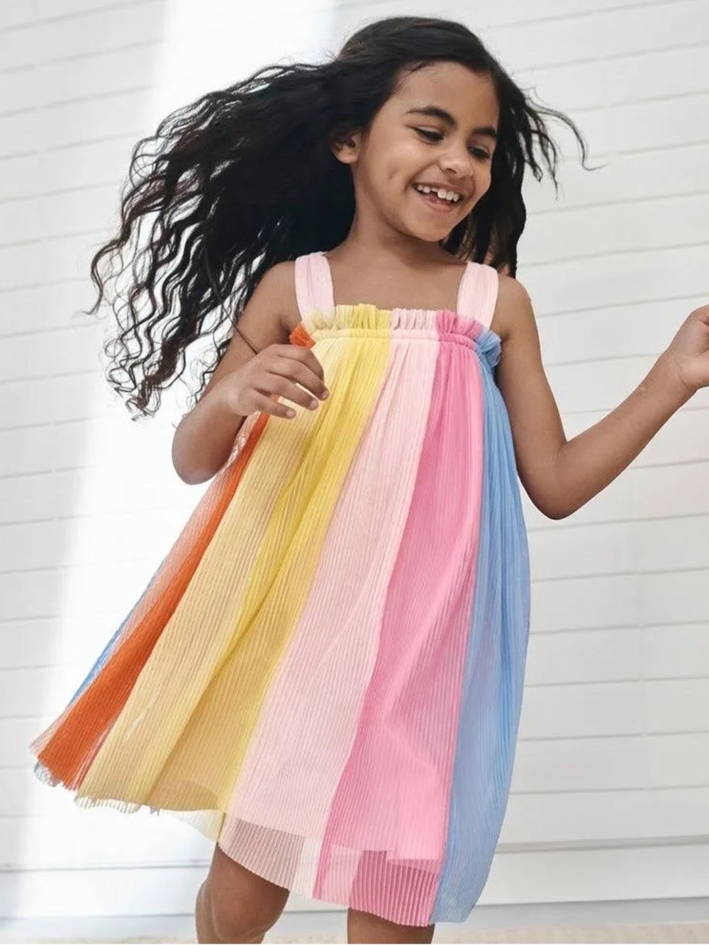 Hanna Andersson Sleeveless Tulle Rainbow Paneled Dress - Toddler 2T